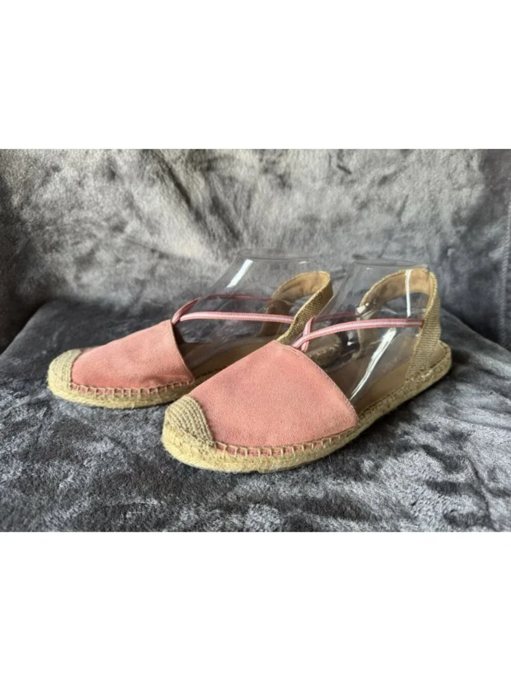 TALBOTS Pink Suede Leather Espadrilles Sandals Flats Sz 9.5 Casual Church Chic